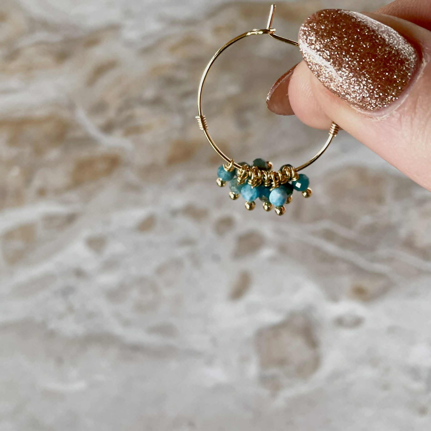 Apatite Stone Hoop Earrings-Earrings-Southern Jewewellery Co.-Southern Goods Co.