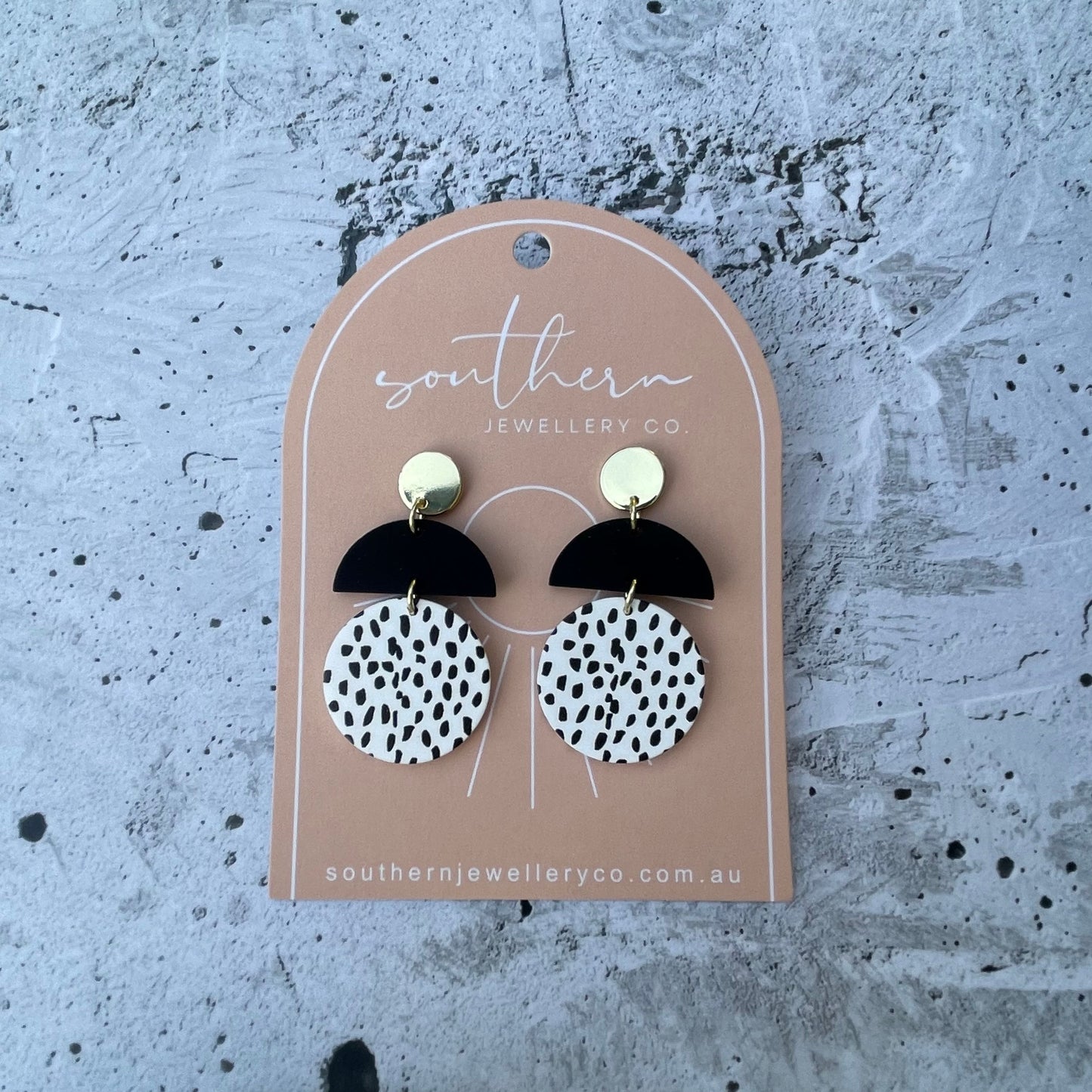 Black Spotted Earrings-Earrings-Southern Jewewellery Co.-Southern Goods Co.