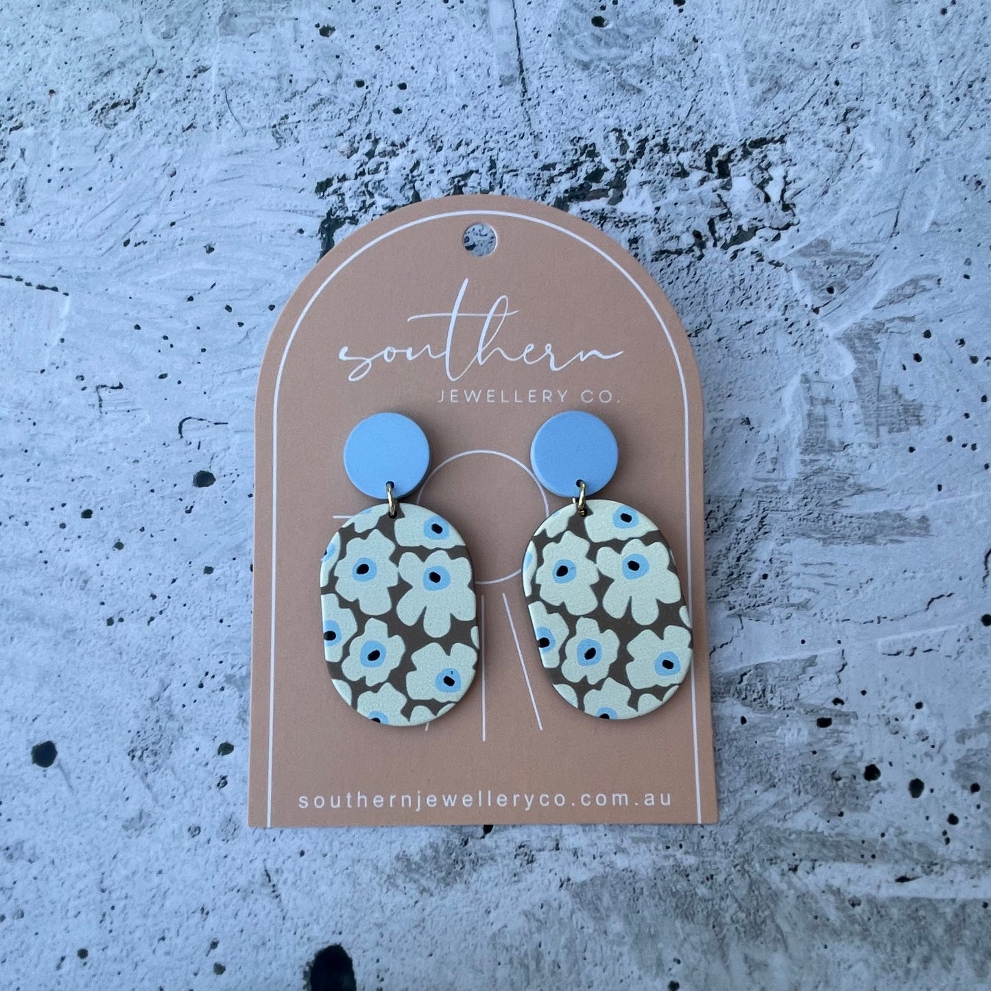 Blue Floral Earrings-Earrings-Southern Jewewellery Co.-Southern Goods Co.