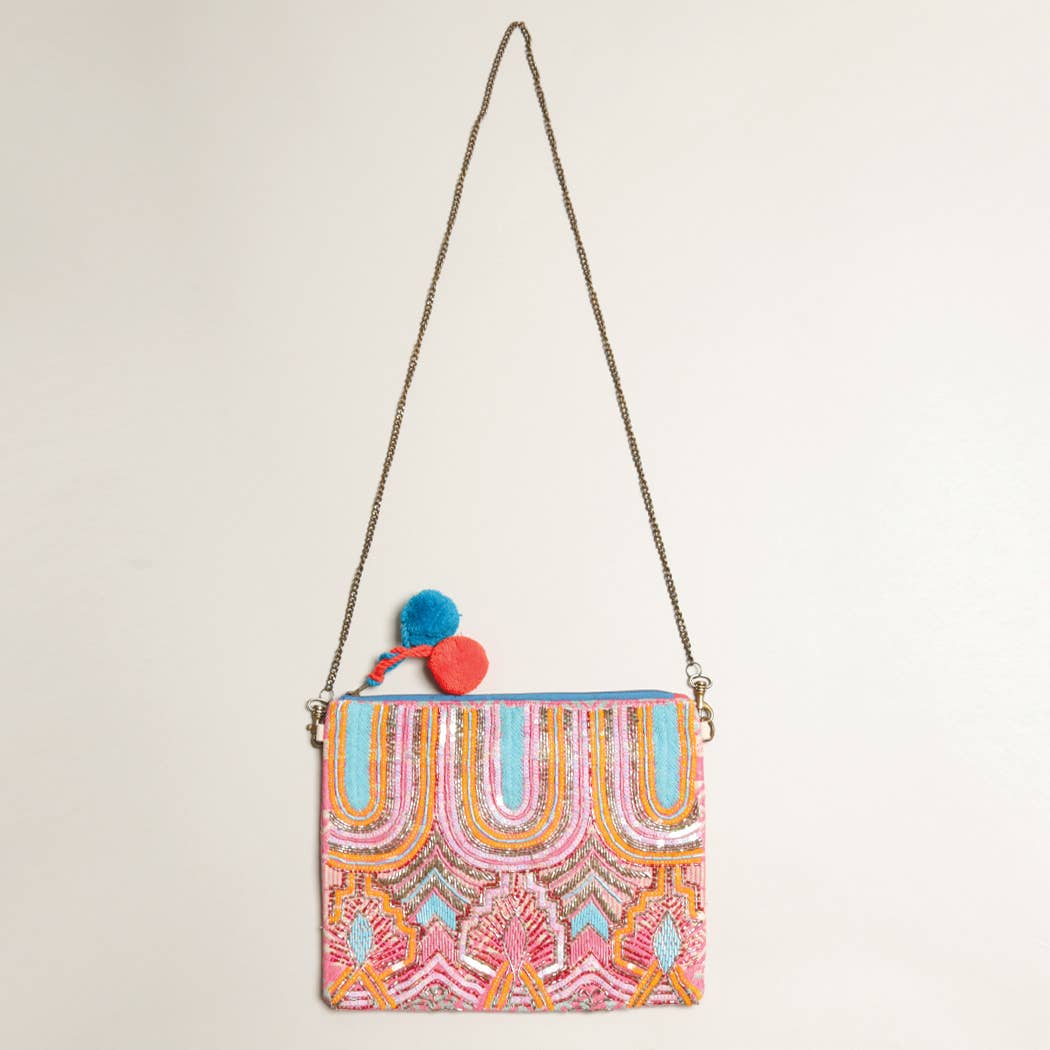 Boho Embellished Clutch with Chain-Bags-Southern Jewewellery Co.-Southern Goods Co.
