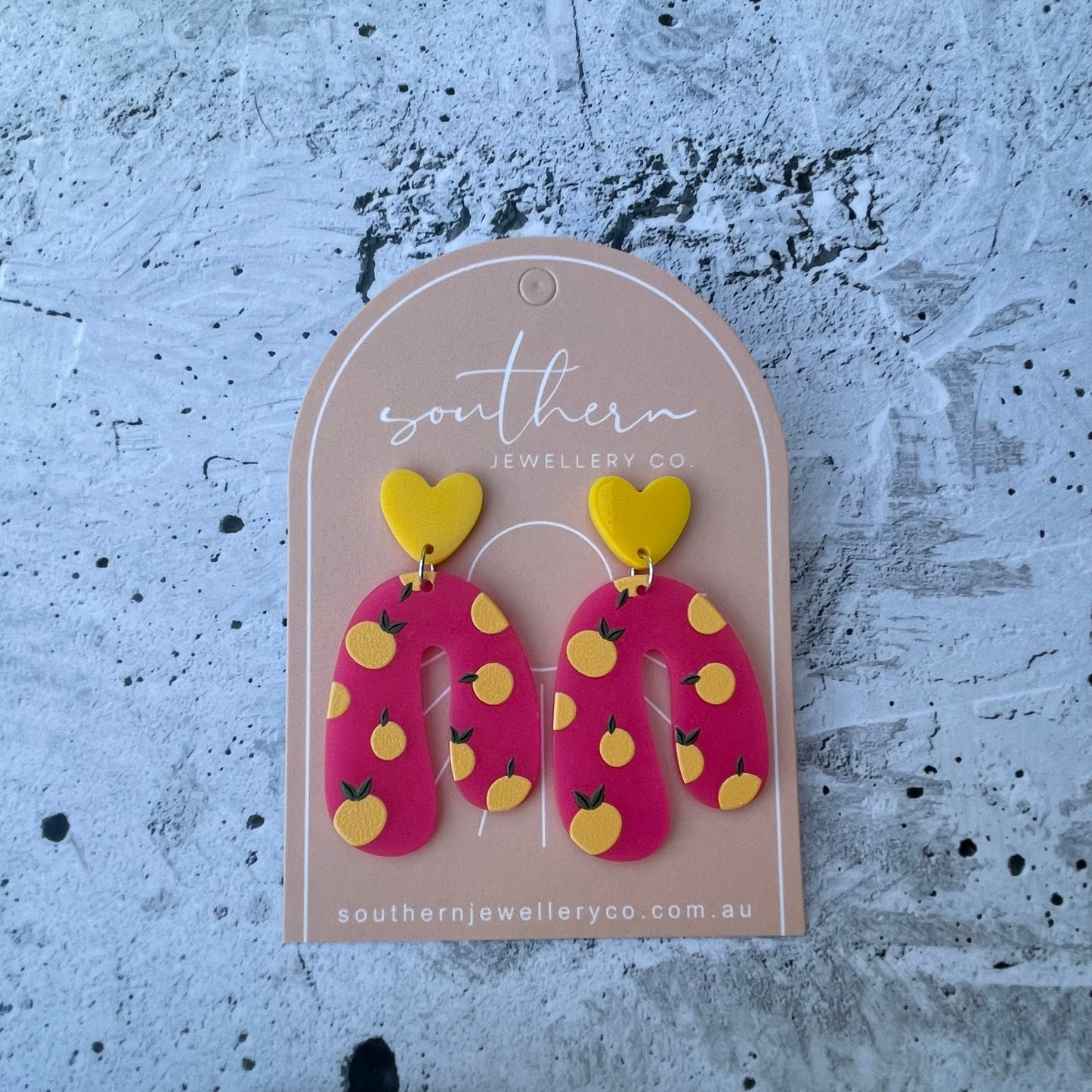 Lemon Heart Earrings-Earrings-Southern Jewewellery Co.-Southern Goods Co.