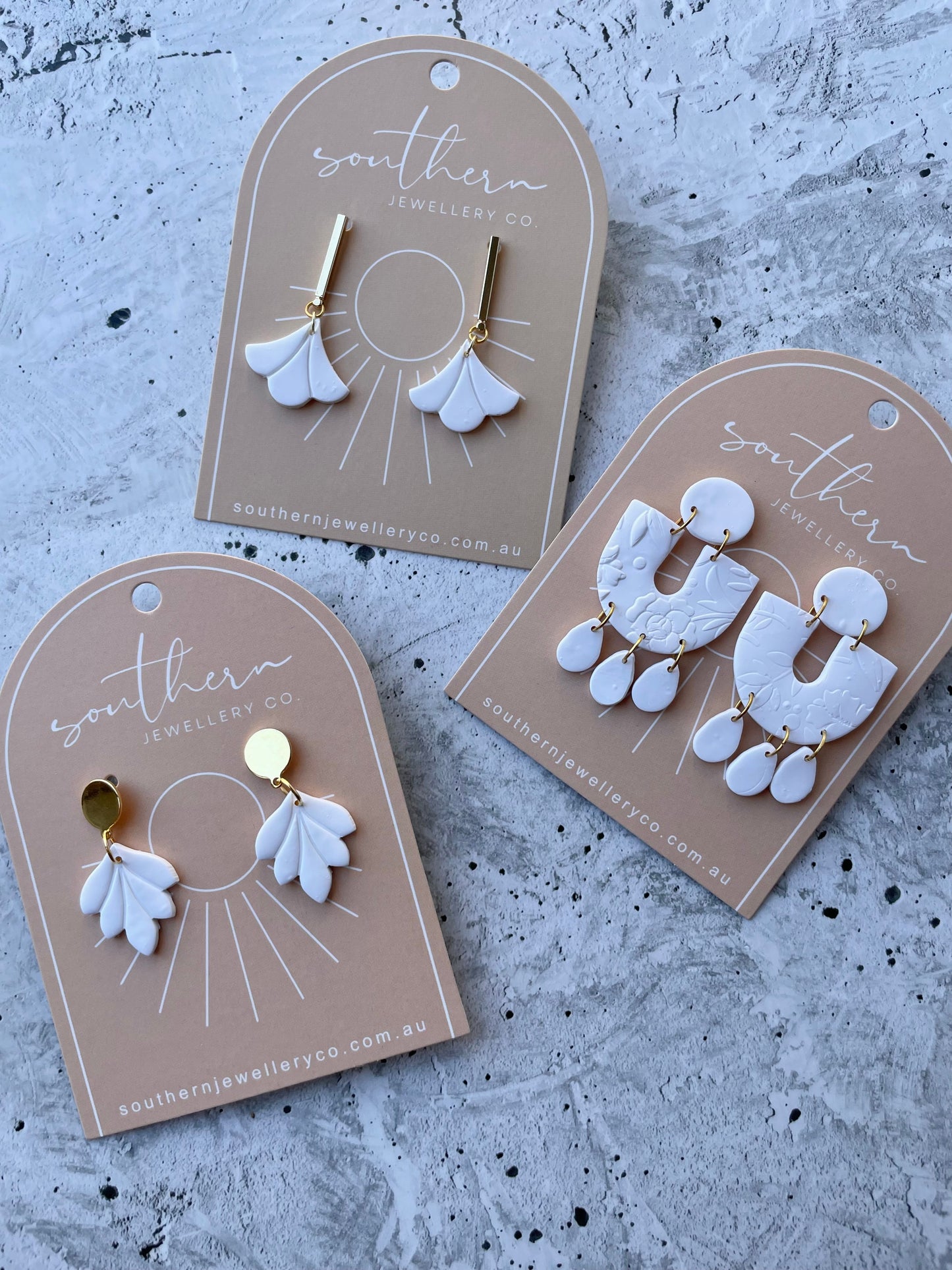 Lucia White Earrings-Earrings-Southern Jewewellery Co.-Southern Goods Co.