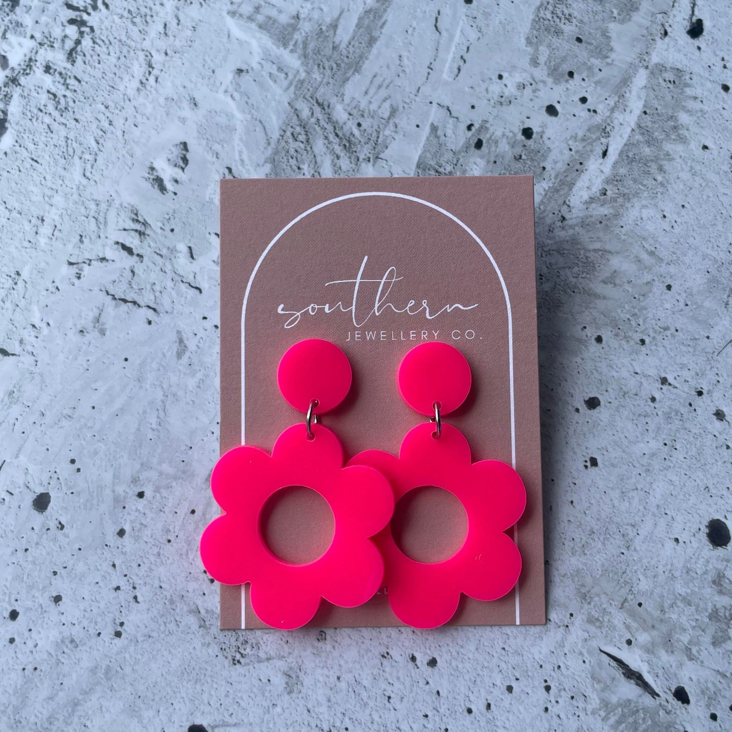 Pink Flower Earrings-Earrings-Southern Jewewellery Co.-Southern Goods Co.