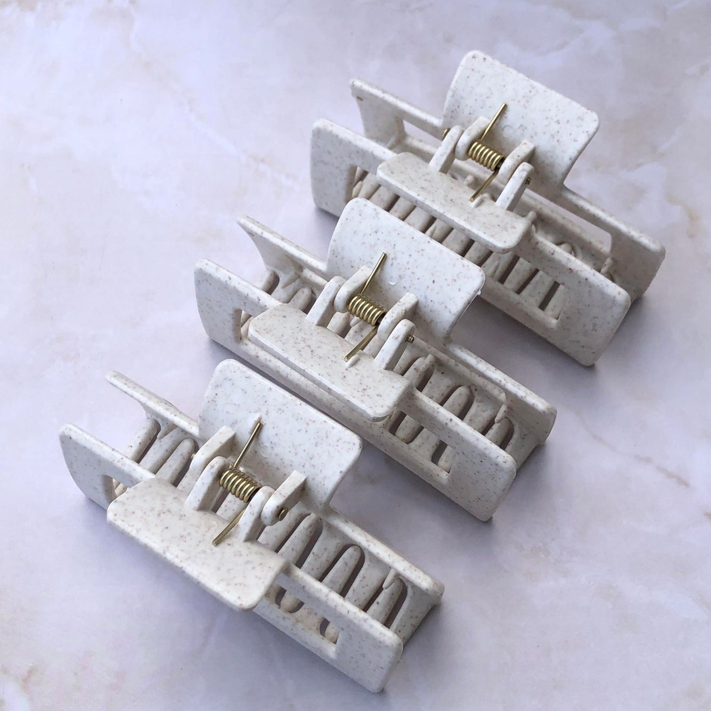 Rectangle Claw - White Speckle-Hair Claw-Southern Jewewellery Co.-Southern Goods Co.