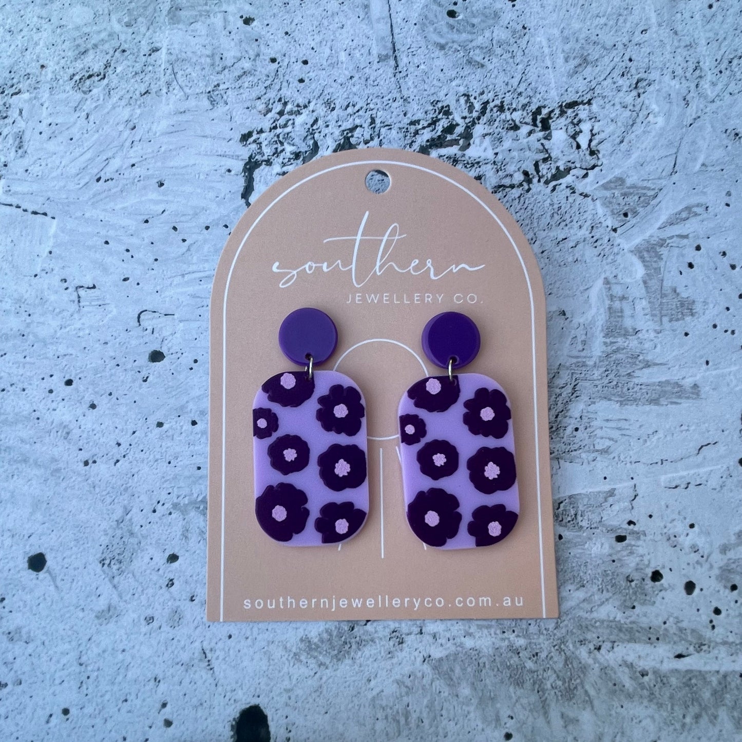 Retro Purple Earrings-Earrings-Southern Jewewellery Co.-Southern Goods Co.