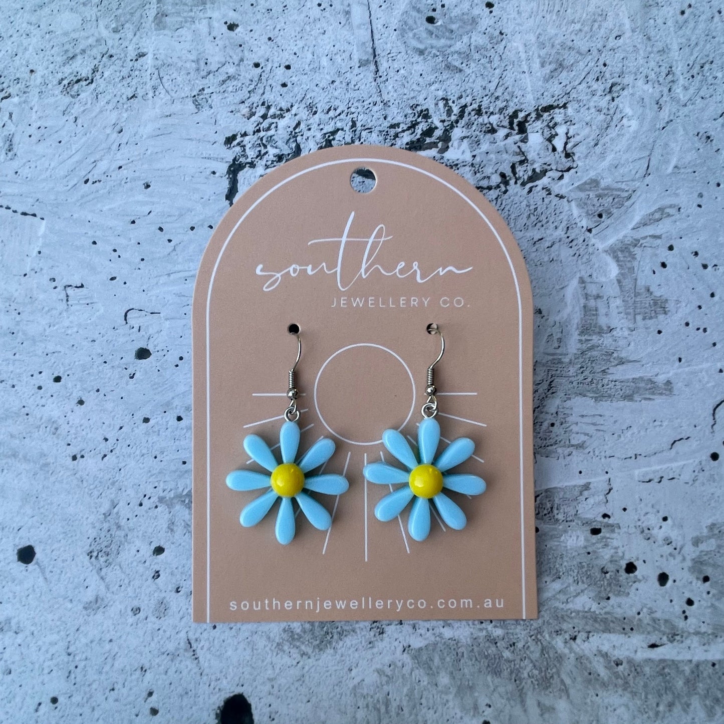 Vintage Blue Daisy Earrings-Earrings-Southern Jewewellery Co.-Southern Goods Co.