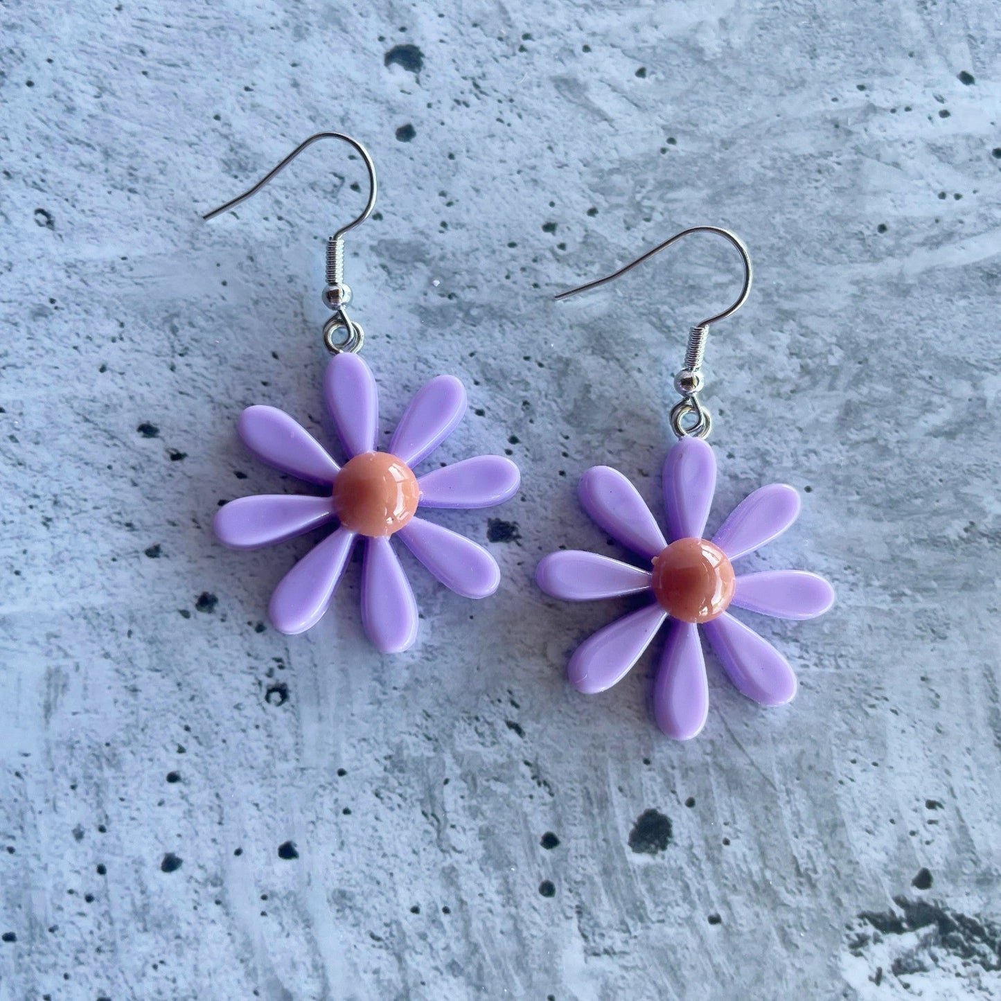 Vintage Lilac Daisy Earrings-Earrings-Southern Jewewellery Co.-Southern Goods Co.