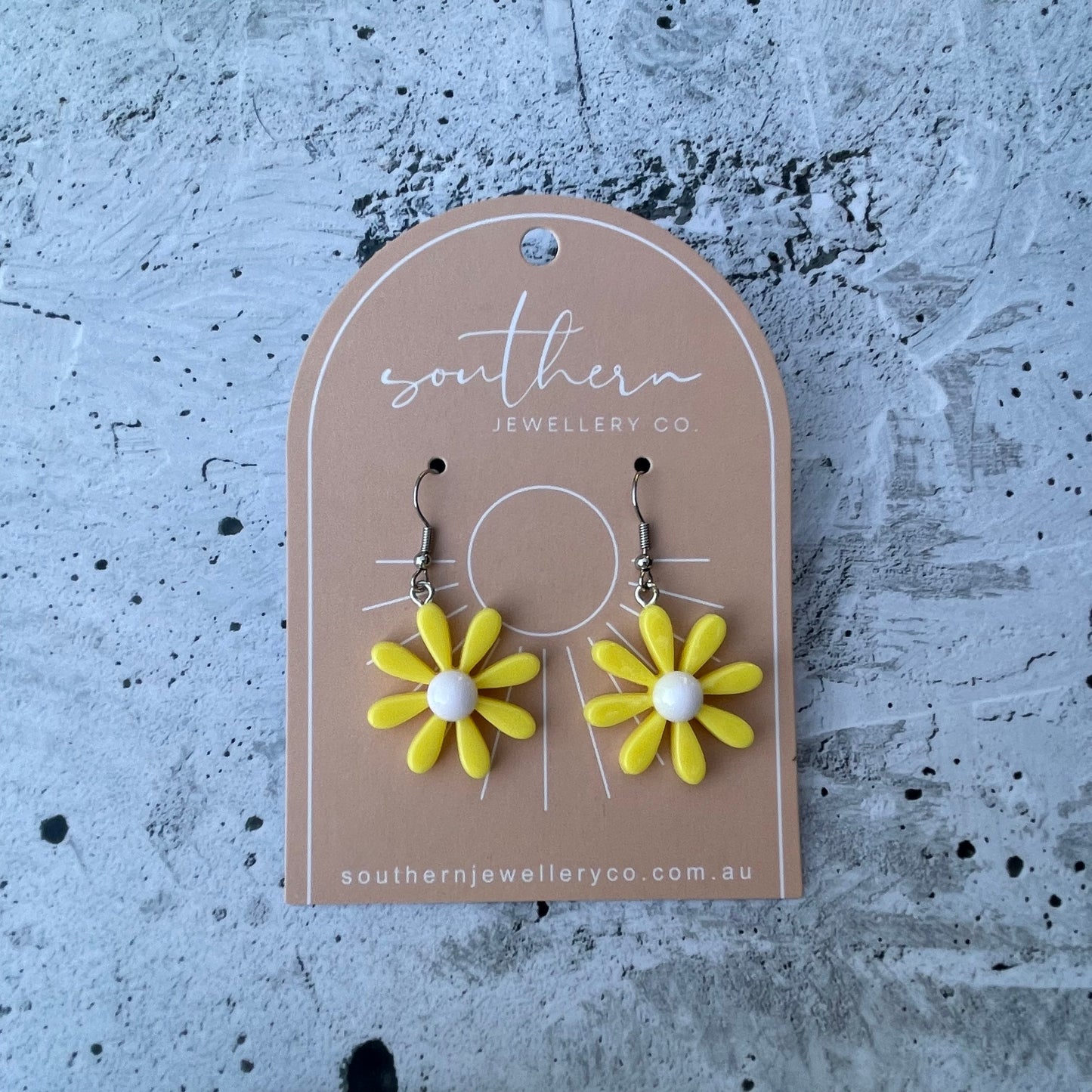 Vintage Yellow Daisy Earrings-Earrings-Southern Jewewellery Co.-Southern Goods Co.