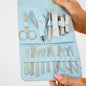 Vegan PU Leather Manicure Set - Light Blue