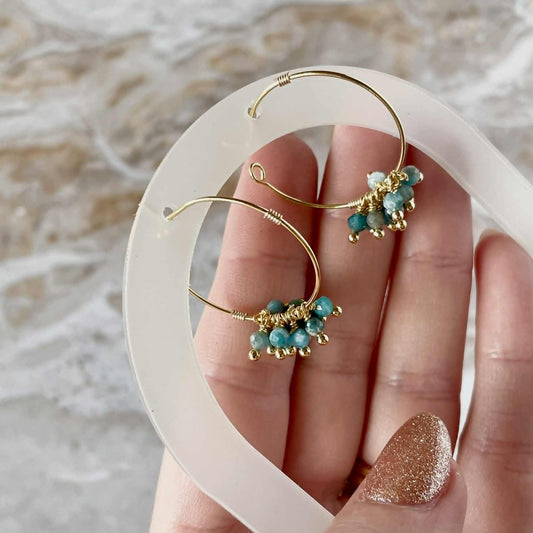 Apatite Stone Hoop Earrings-Earrings-Southern Jewewellery Co.-Southern Goods Co.