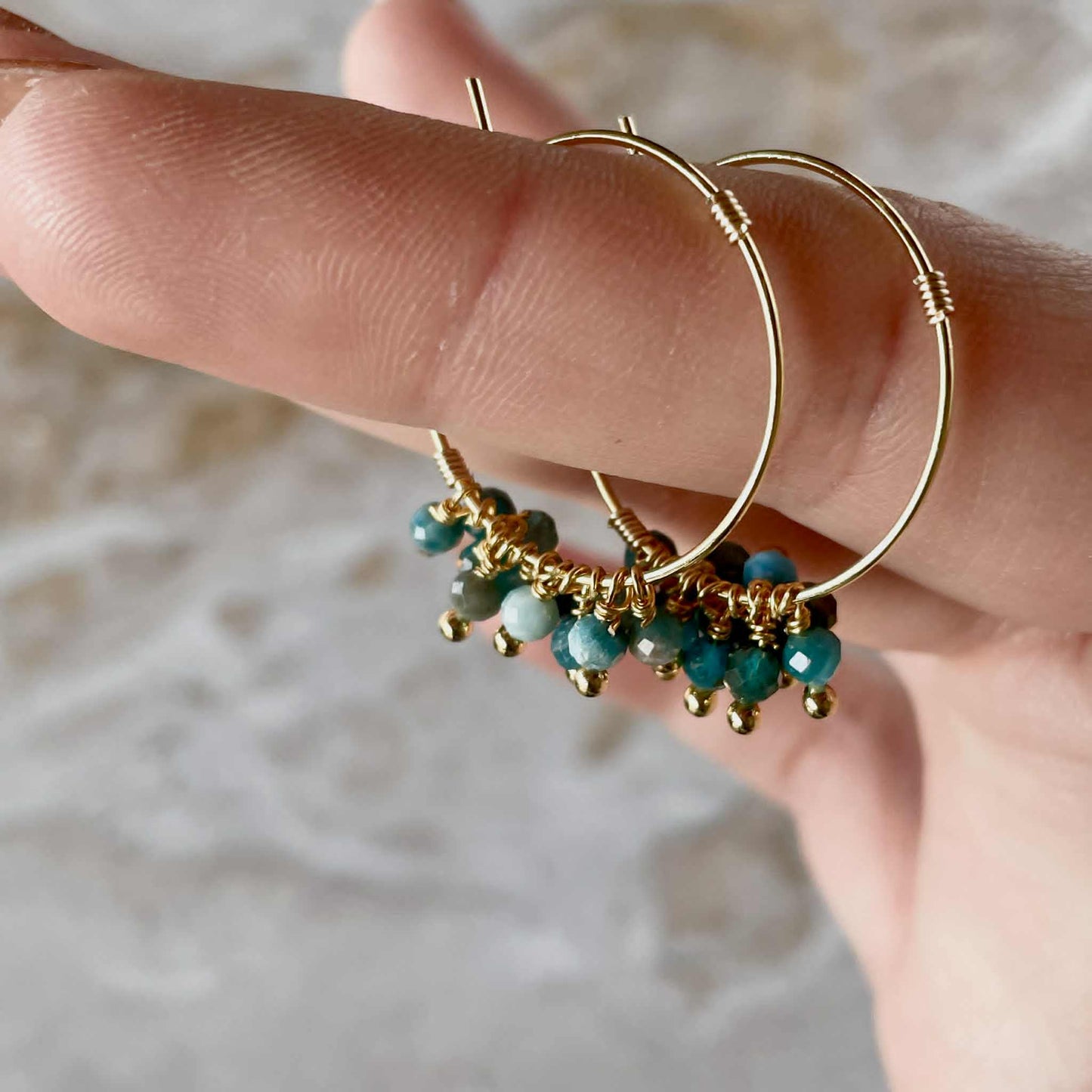 Apatite Stone Hoop Earrings-Earrings-Southern Jewewellery Co.-Southern Goods Co.