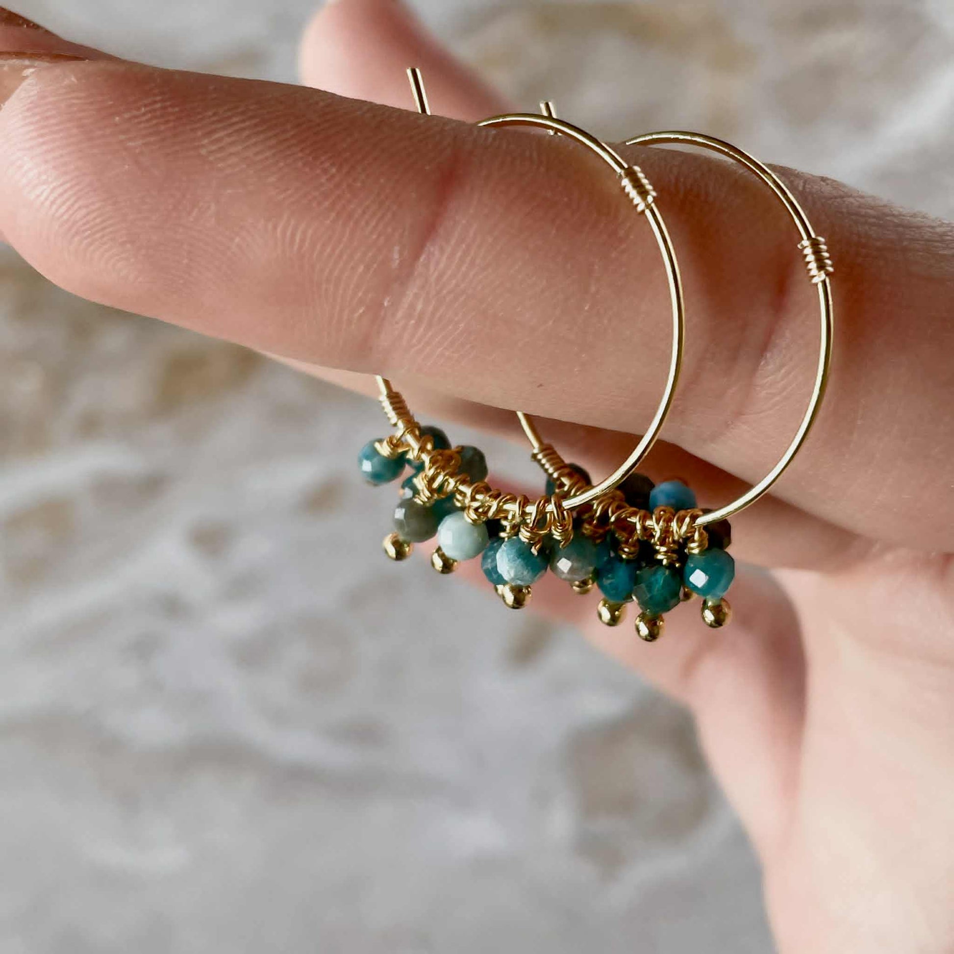 Apatite Stone Hoop Earrings-Earrings-Southern Jewewellery Co.-Southern Goods Co.