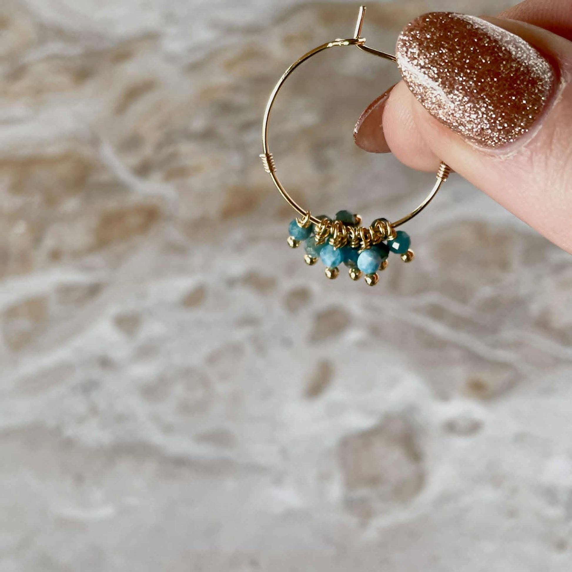 Apatite Stone Hoop Earrings-Earrings-Southern Jewewellery Co.-Southern Goods Co.