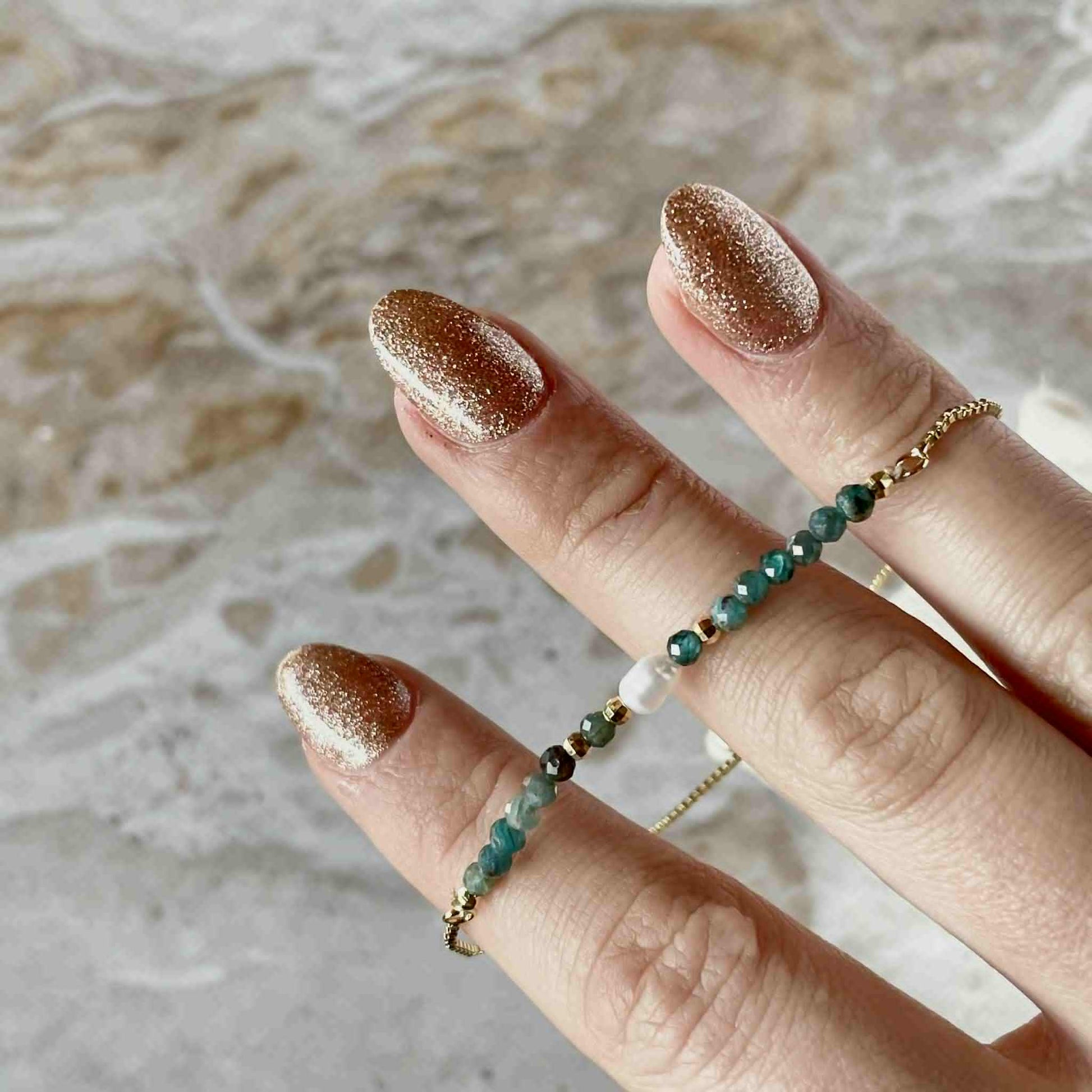 Apatite and Freshwater Pearl Shifter Bracelet-Bracelet-Southern Jewewellery Co.-Southern Goods Co.