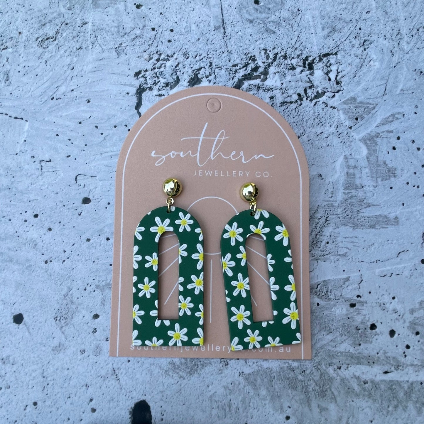 Arched Daisy Earrings-Earrings-Southern Jewewellery Co.-Southern Goods Co.