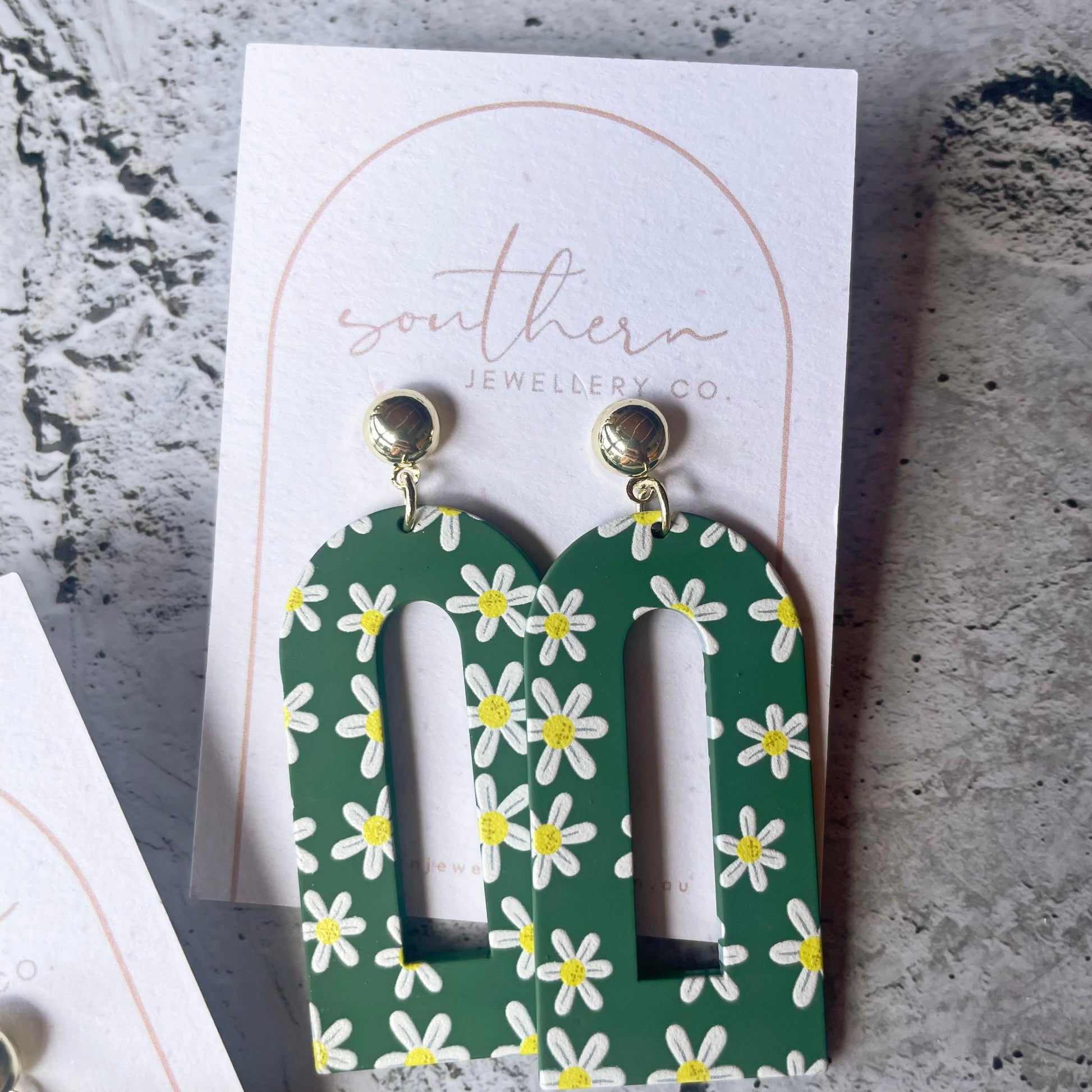 Arched Daisy Earrings-Earrings-Southern Jewewellery Co.-Southern Goods Co.