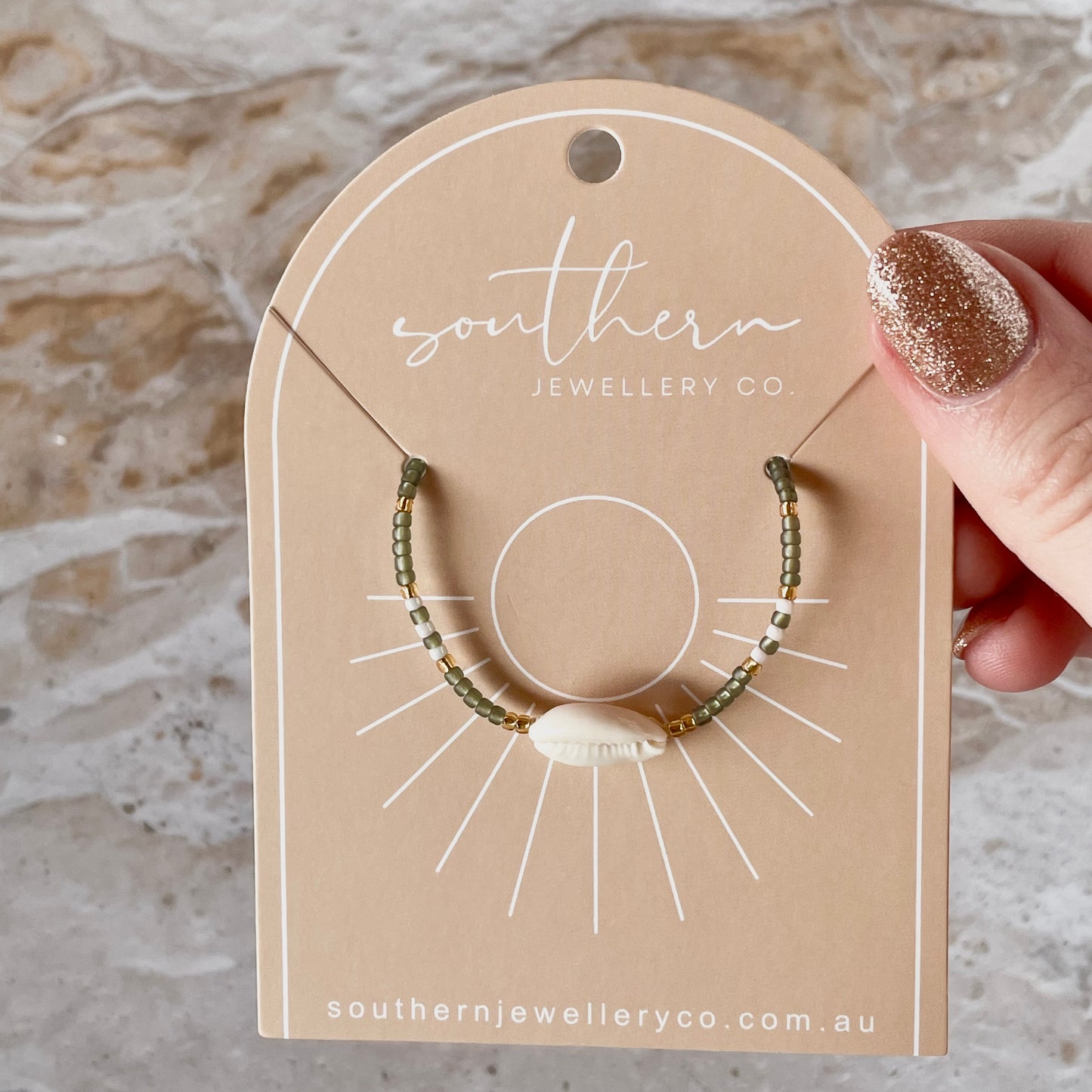 Beaded Cowrie Bracelet-Bracelet-Southern Jewewellery Co.-Southern Goods Co.