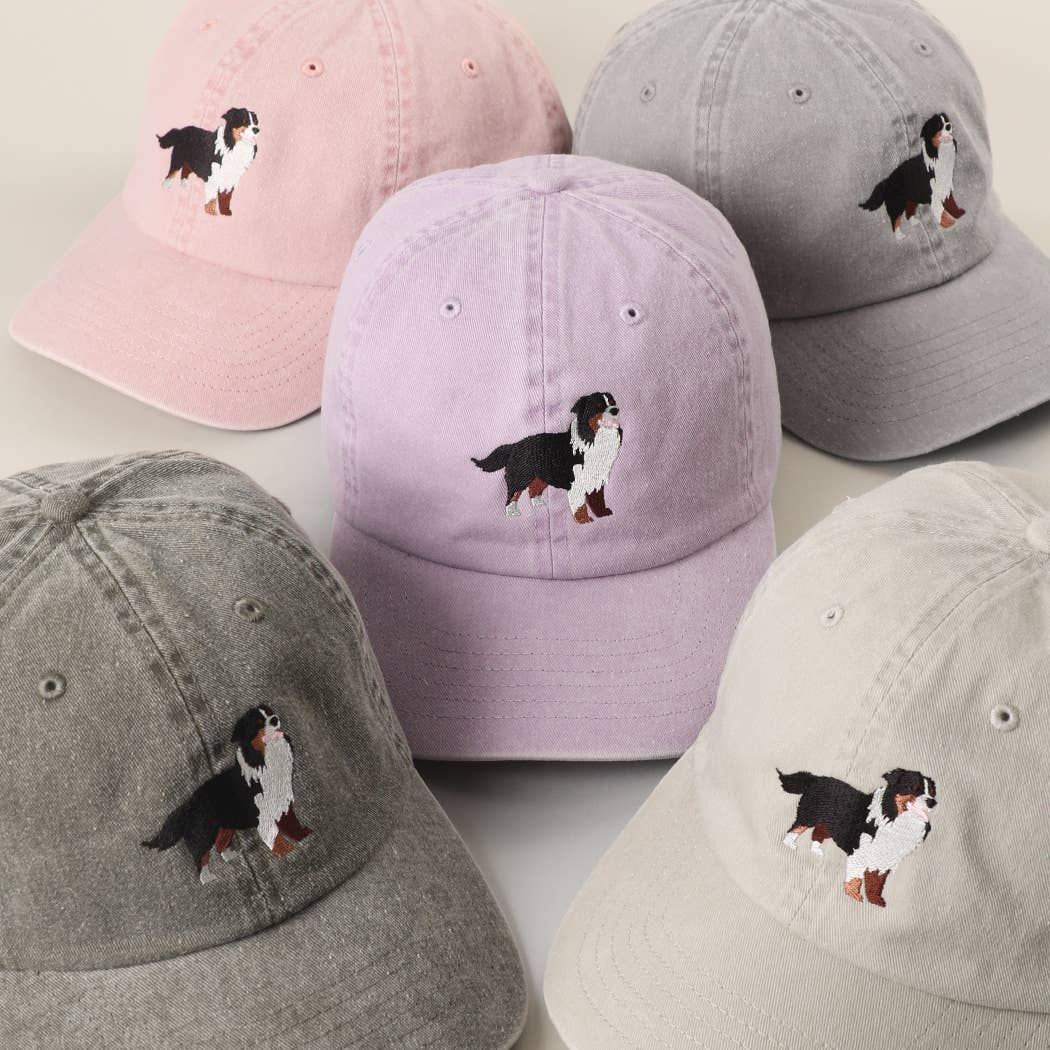 Bernese Mountain Dog Embroidered Cap: PINK-Hats-Southern Jewewellery Co.-Southern Goods Co.