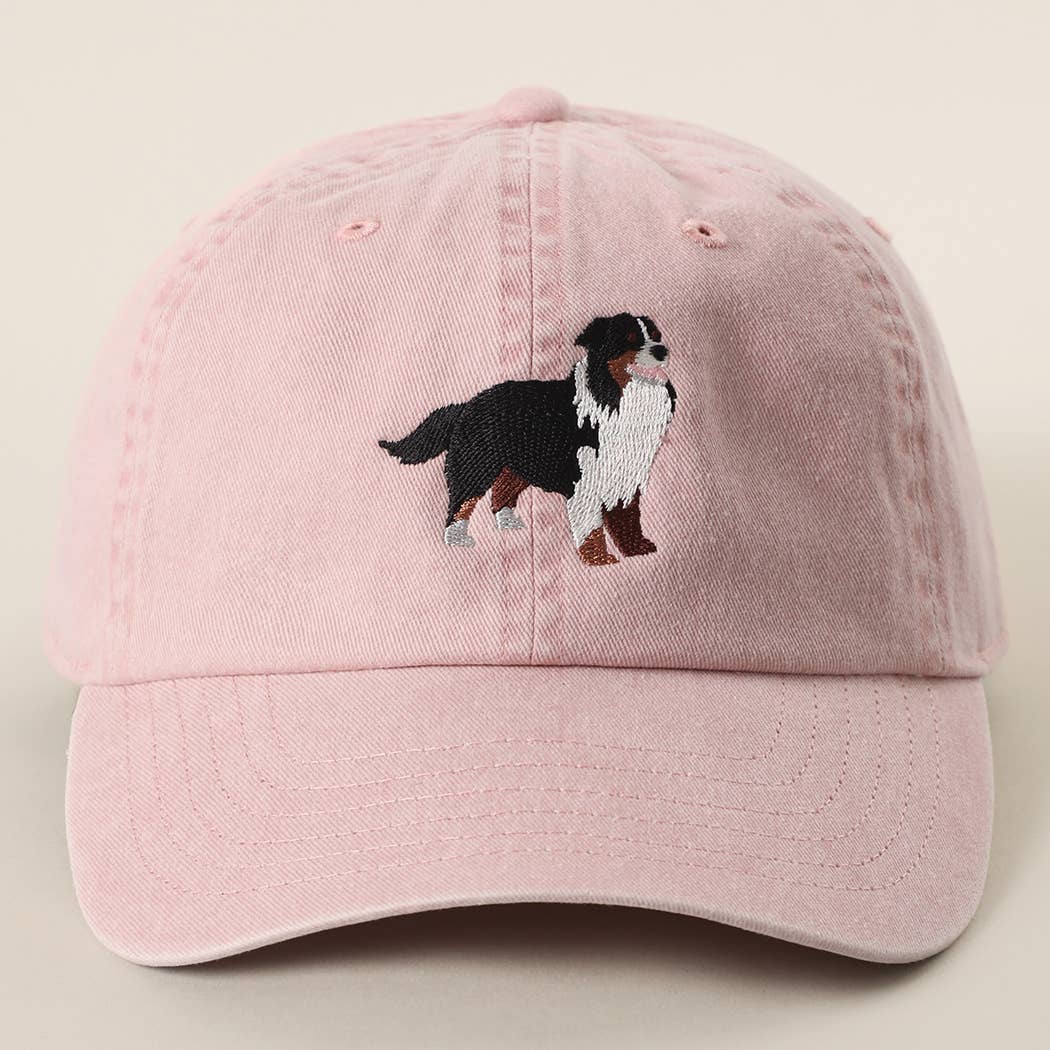 Bernese Mountain Dog Embroidered Cap: PINK-Hats-Southern Jewewellery Co.-Southern Goods Co.