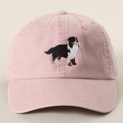Bernese Mountain Dog Embroidered Cap: PINK-Hats-Southern Jewewellery Co.-Southern Goods Co.