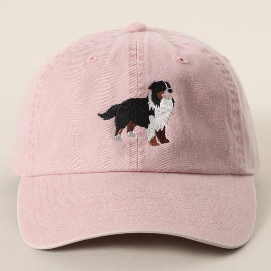 Bernese Mountain Dog Embroidered Cap: PINK-Hats-Southern Jewewellery Co.-Southern Goods Co.