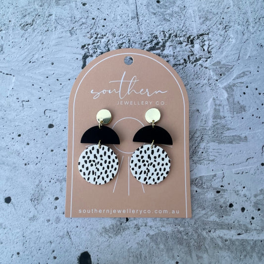Black Spotted Earrings-Earrings-Southern Jewewellery Co.-Southern Goods Co.