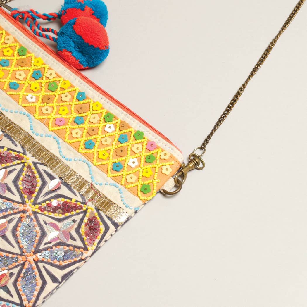 Boho Embellished Clutch with Chain-Bags-Southern Jewewellery Co.-Southern Goods Co.