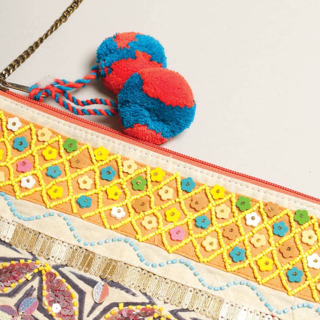 Boho Embellished Clutch with Chain-Bags-Southern Jewewellery Co.-Southern Goods Co.