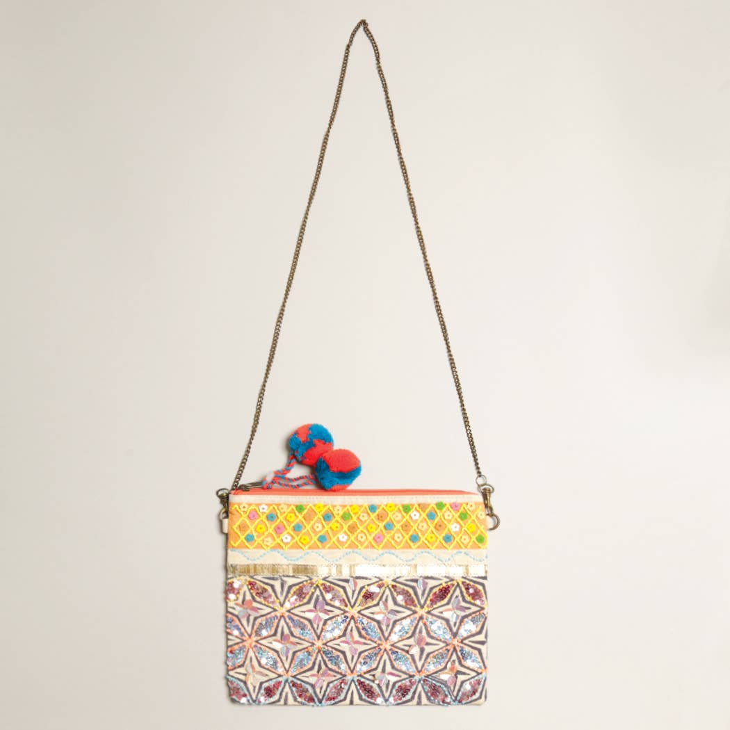 Boho Embellished Clutch with Chain-Bags-Southern Jewewellery Co.-Southern Goods Co.