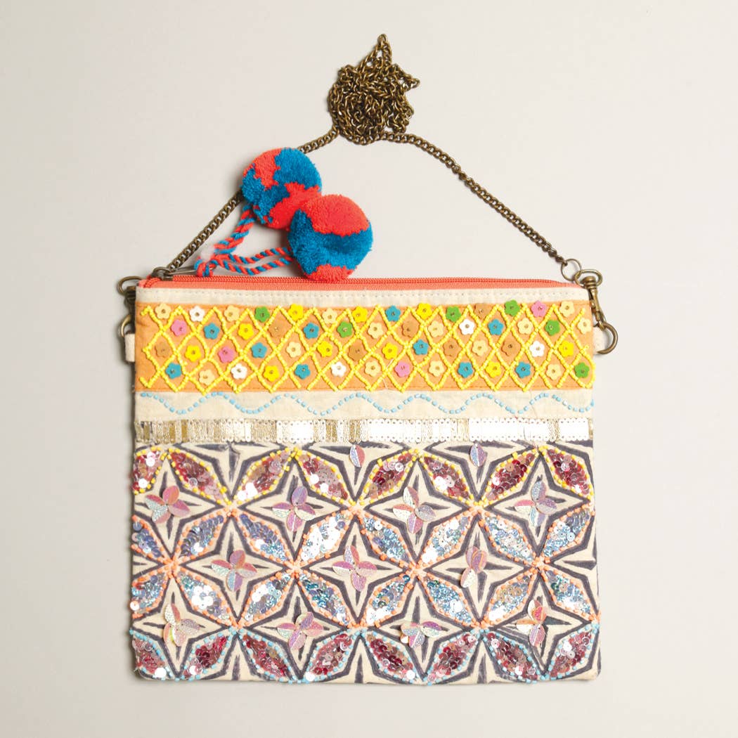 Boho Embellished Clutch with Chain-Bags-Southern Jewewellery Co.-Southern Goods Co.