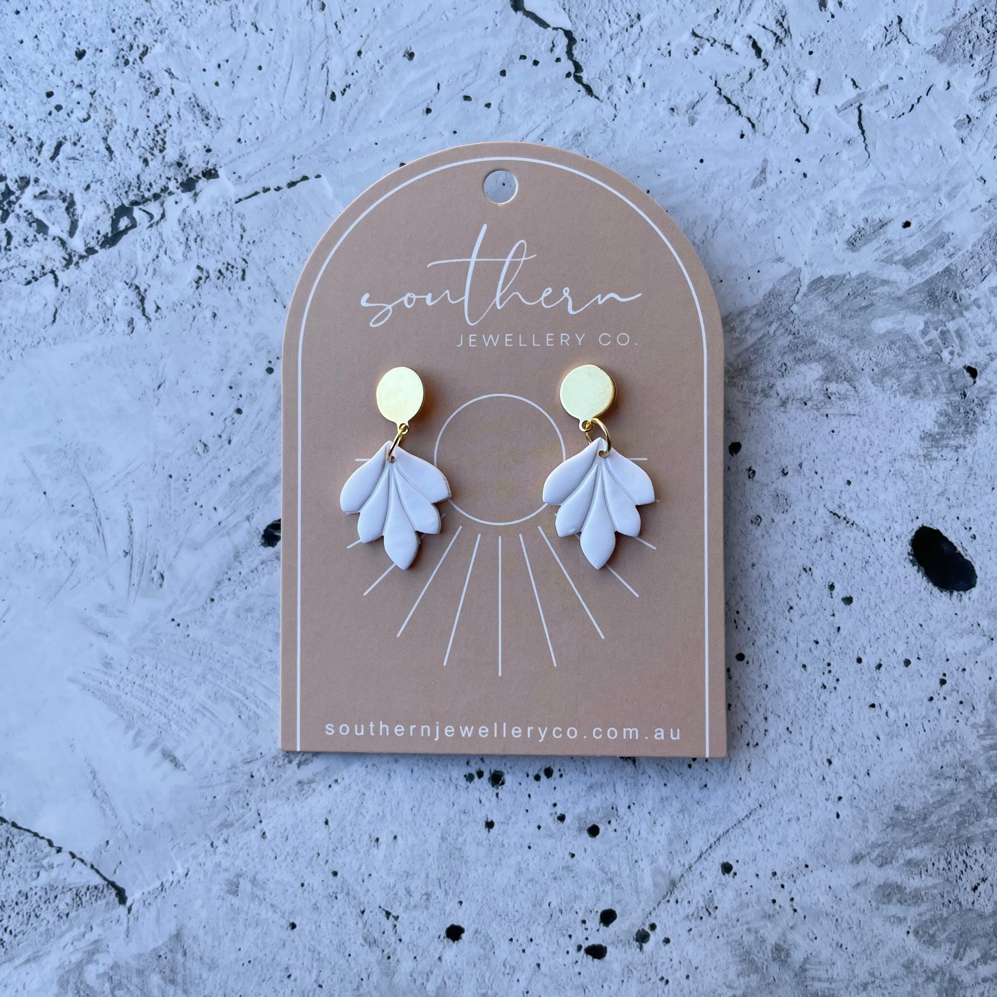 Cassie White Earrings-Earrings-Southern Jewewellery Co.-Southern Goods Co.