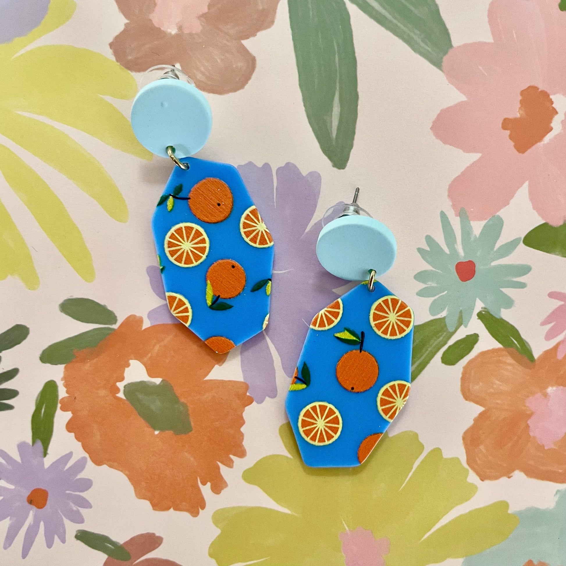 Cobalt Citrus Earrings-Earrings-Southern Jewewellery Co.-Southern Goods Co.