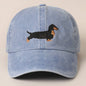 Dachshund Embroidered Cap: WASHED DENIM-Hats-Southern Jewewellery Co.-Southern Goods Co.