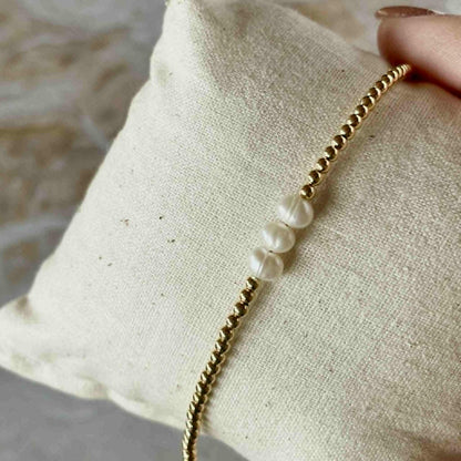 Gold Bead and Freshwater Pearl Bracelet-Bracelet-Southern Jewewellery Co.-Southern Goods Co.