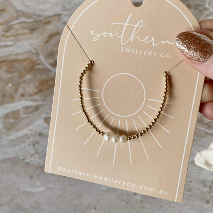 Gold Bead and Freshwater Pearl Bracelet-Bracelet-Southern Jewewellery Co.-Southern Goods Co.