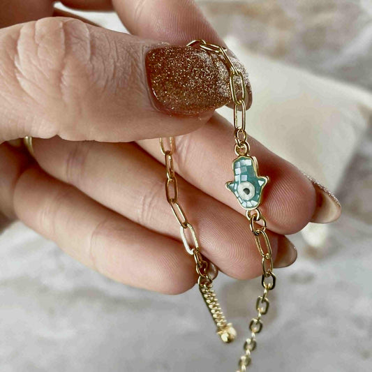 Hamsa Hand Bracelet - Turquoise-Bracelet-Southern Jewewellery Co.-Southern Goods Co.