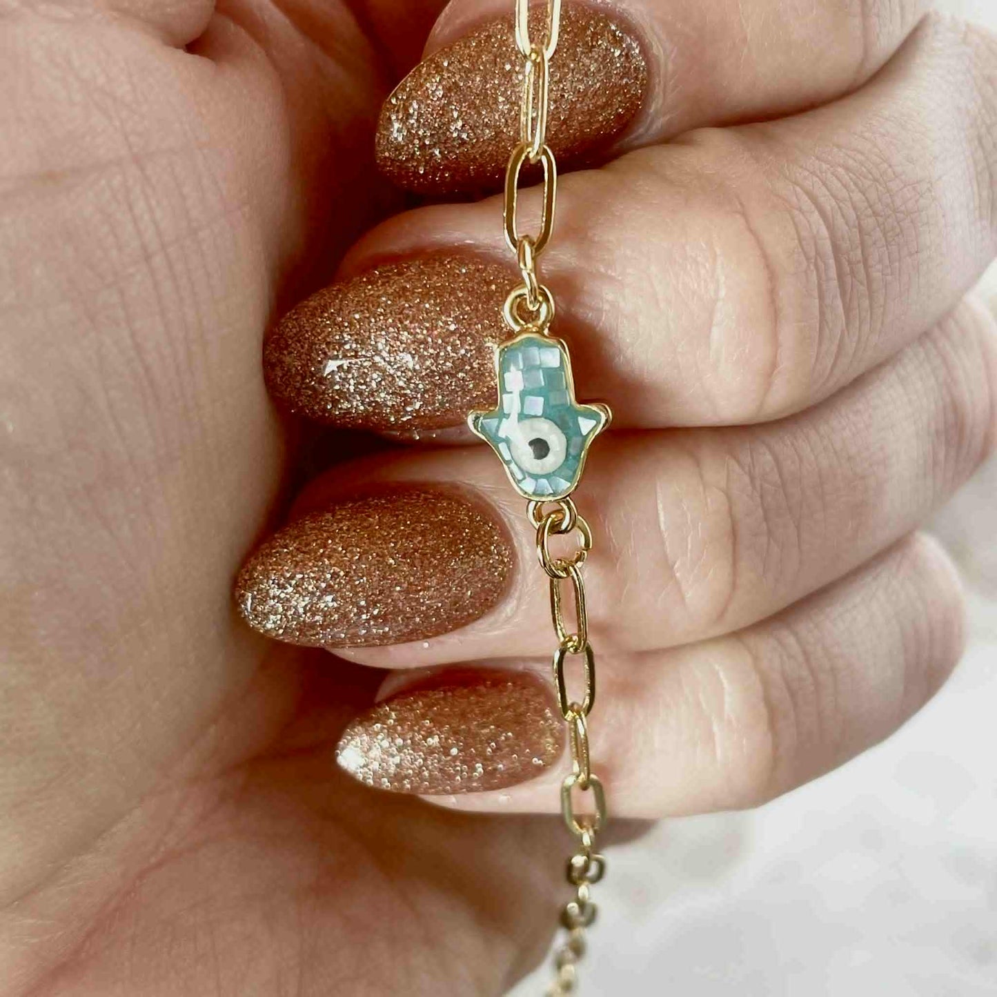 Hamsa Hand Bracelet - Turquoise-Bracelet-Southern Jewewellery Co.-Southern Goods Co.