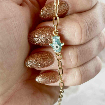 Hamsa Hand Bracelet - Turquoise-Bracelet-Southern Jewewellery Co.-Southern Goods Co.