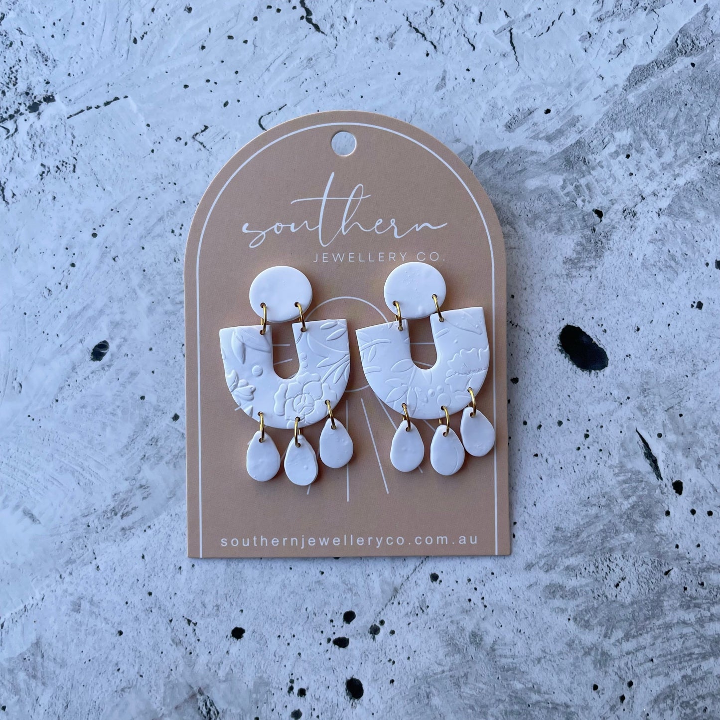 Leila White Earrings-Earrings-Southern Jewewellery Co.-Southern Goods Co.
