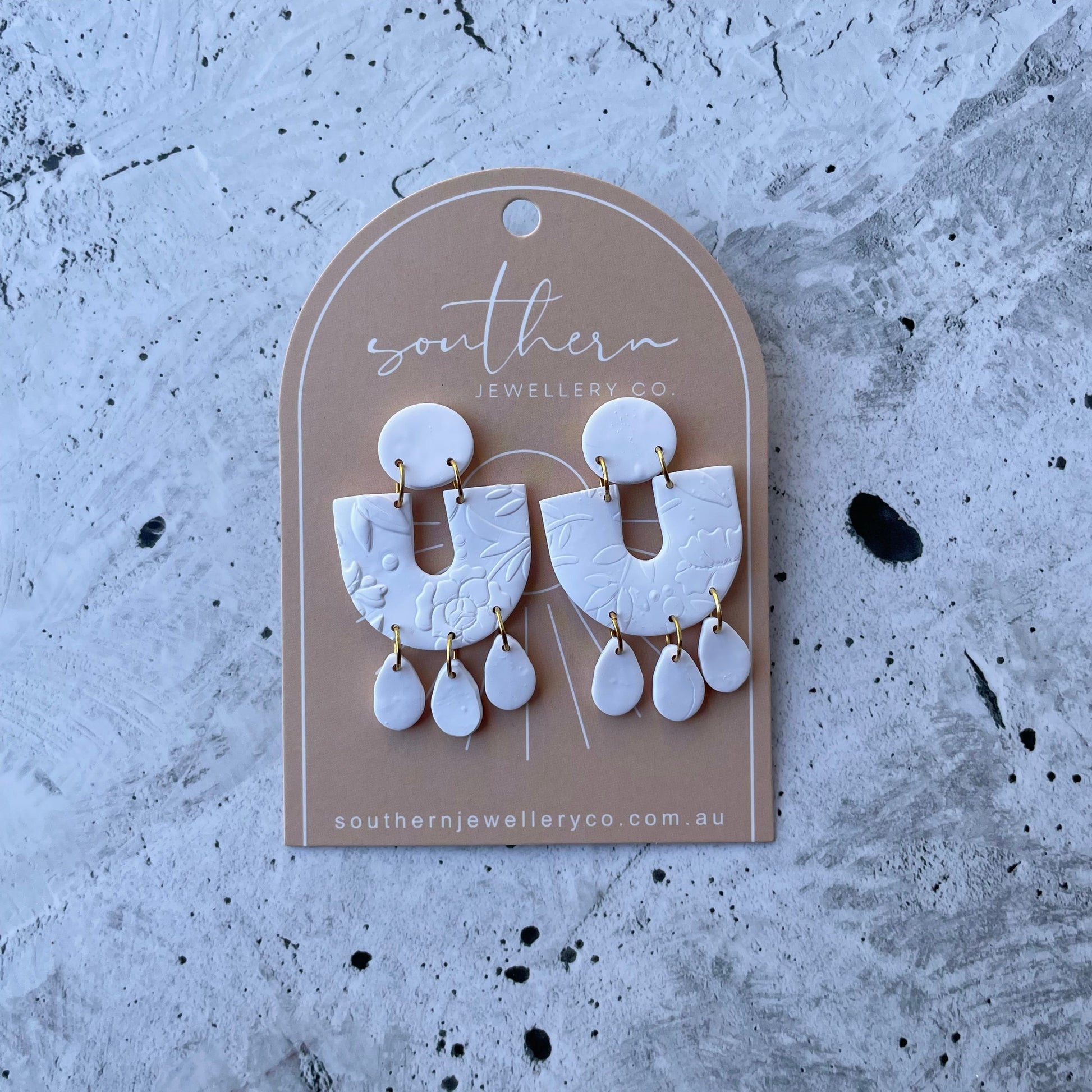 Leila White Earrings-Earrings-Southern Jewewellery Co.-Southern Goods Co.