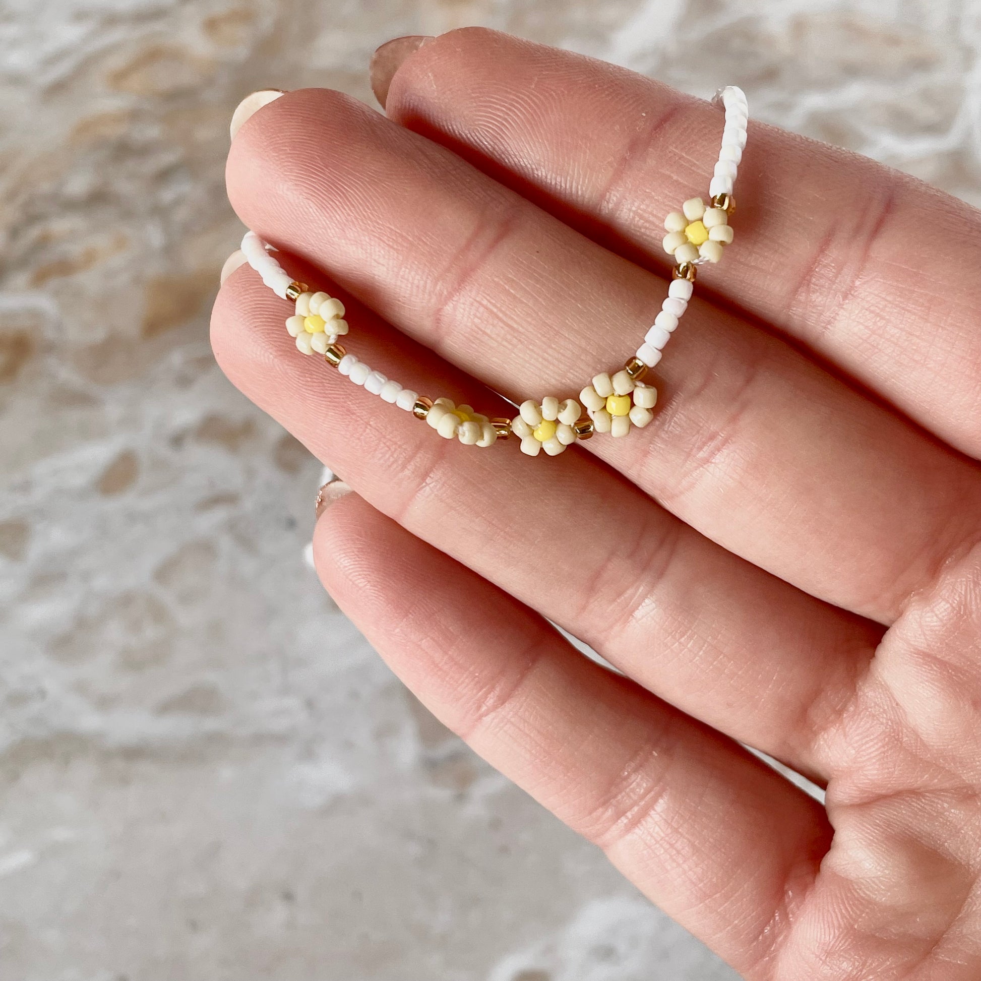 Lemon Beaded Flower Bracelet-Bracelet-Southern Jewewellery Co.-Southern Goods Co.