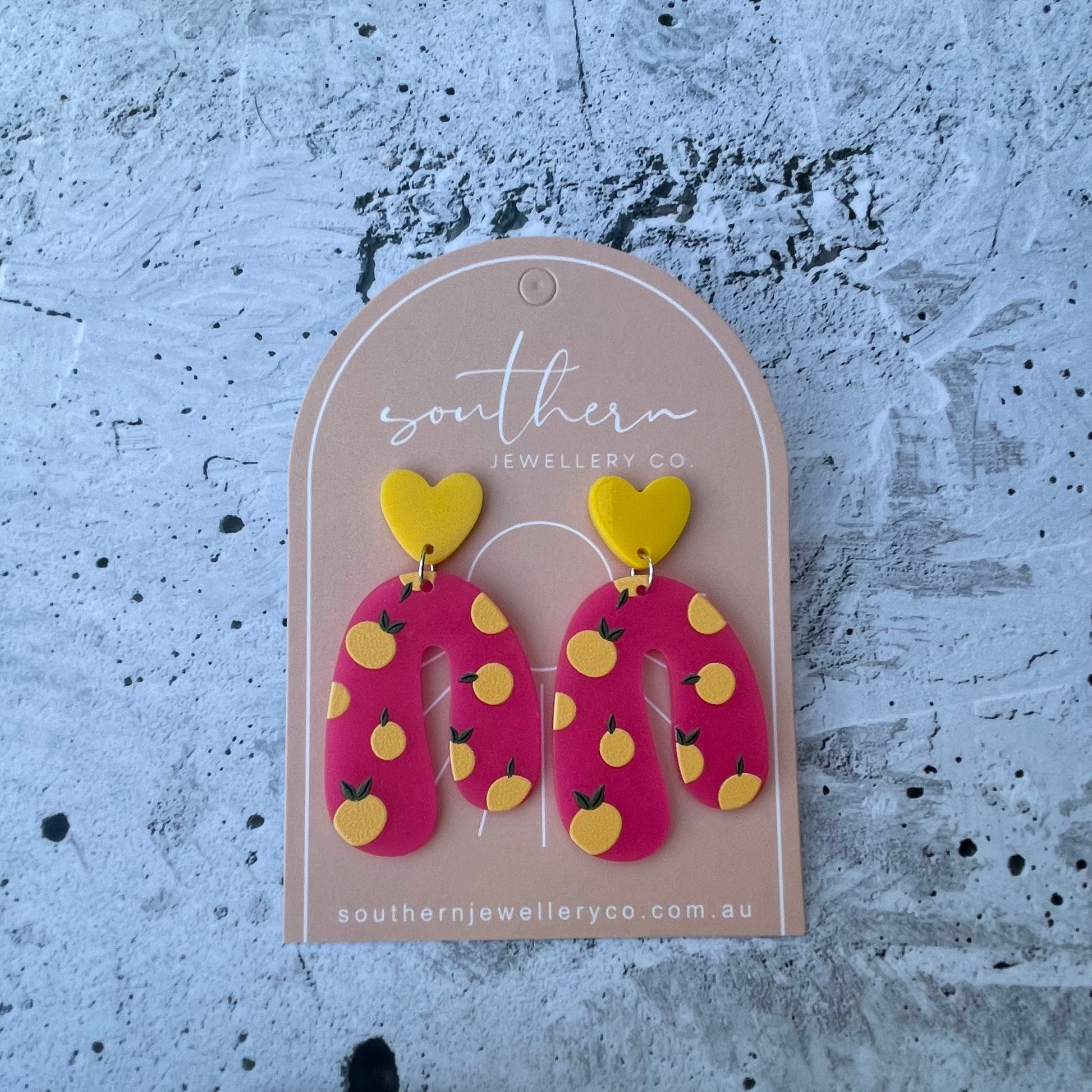 Lemon Heart Earrings-Earrings-Southern Jewewellery Co.-Southern Goods Co.