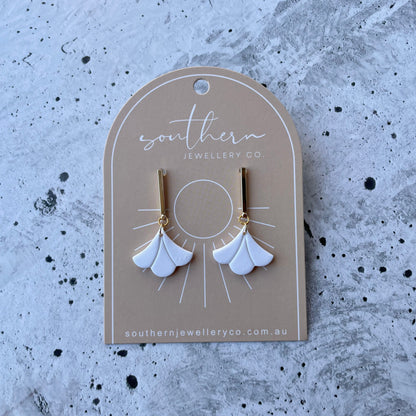 Lucia White Earrings-Earrings-Southern Jewewellery Co.-Southern Goods Co.