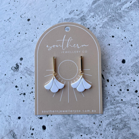 Lucia White Earrings-Earrings-Southern Jewewellery Co.-Southern Goods Co.