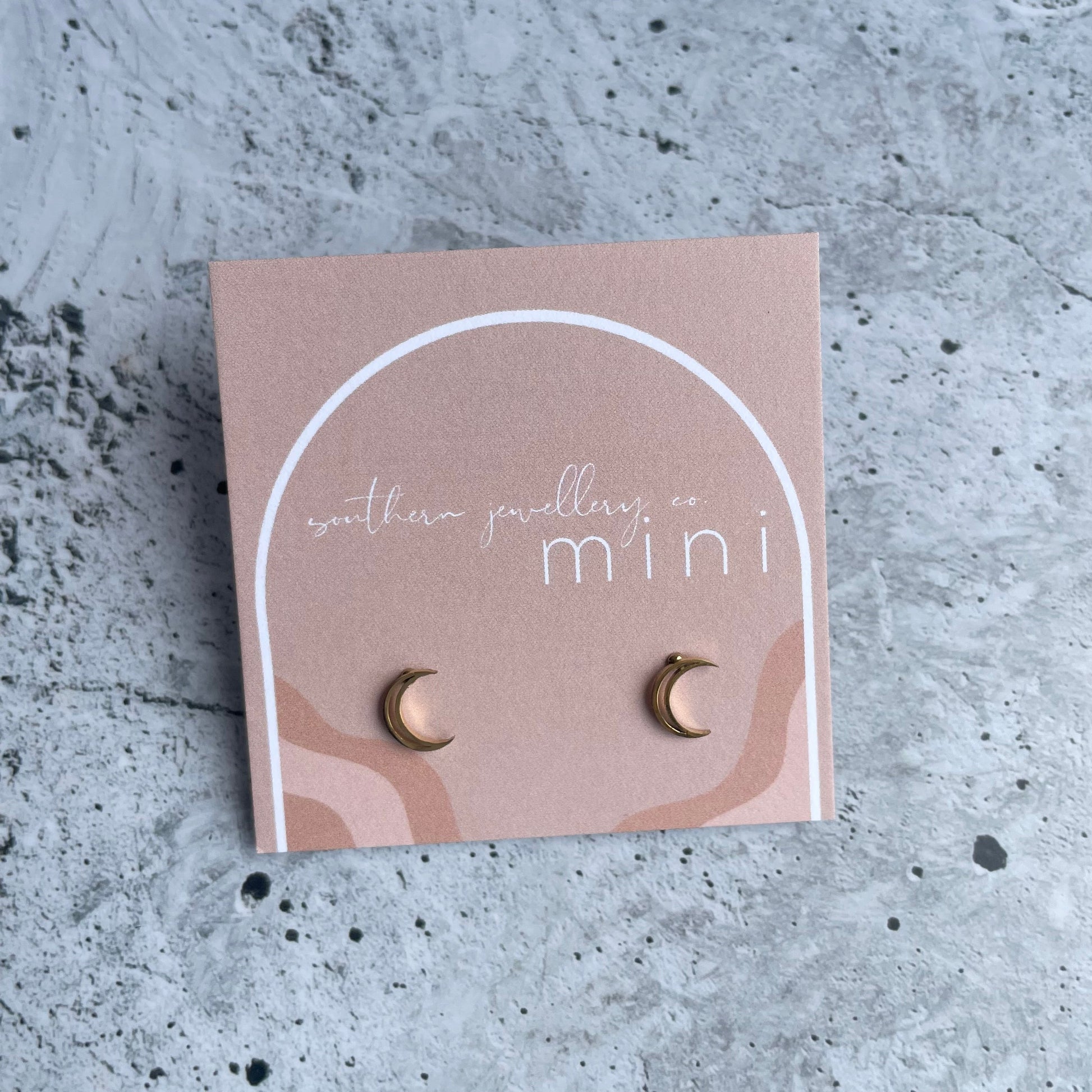 Minis - Cutout Moon Gold-Studs-Southern Jewewellery Co.-Southern Goods Co.