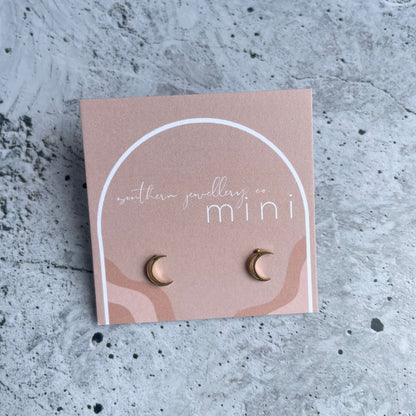 Minis - Cutout Moon Gold-Studs-Southern Jewewellery Co.-Southern Goods Co.