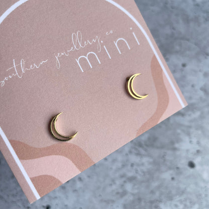Minis - Cutout Moon Gold-Studs-Southern Jewewellery Co.-Southern Goods Co.