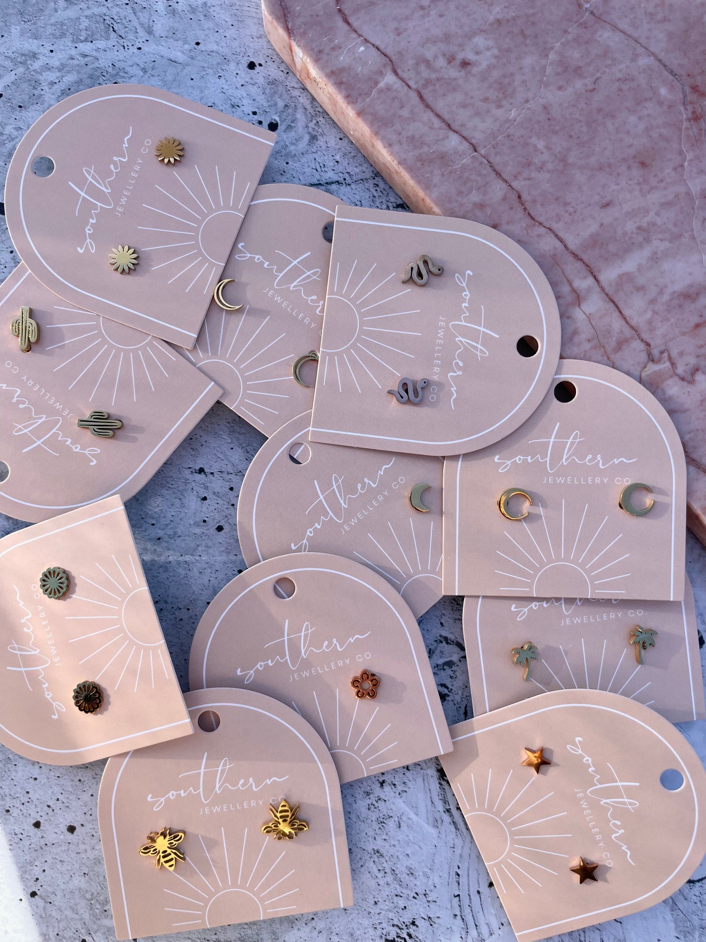 Minis - Cutout Moon Gold-Studs-Southern Jewewellery Co.-Southern Goods Co.