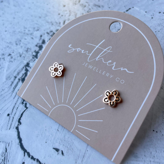 Minis - Flower Rose Gold-Studs-Southern Jewewellery Co.-Southern Goods Co.