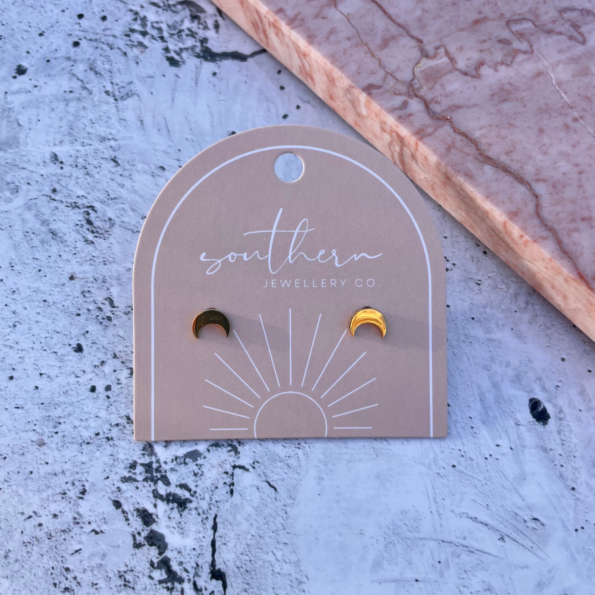 Minis - Small Moon Gold-Studs-Southern Jewewellery Co.-Southern Goods Co.